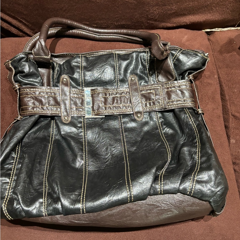 Boho Style Shoulder Bag Women's Black/Brown - Picture 11 of 13